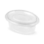 Sosieră transparentă ovală cu capac atașat vedere laterală