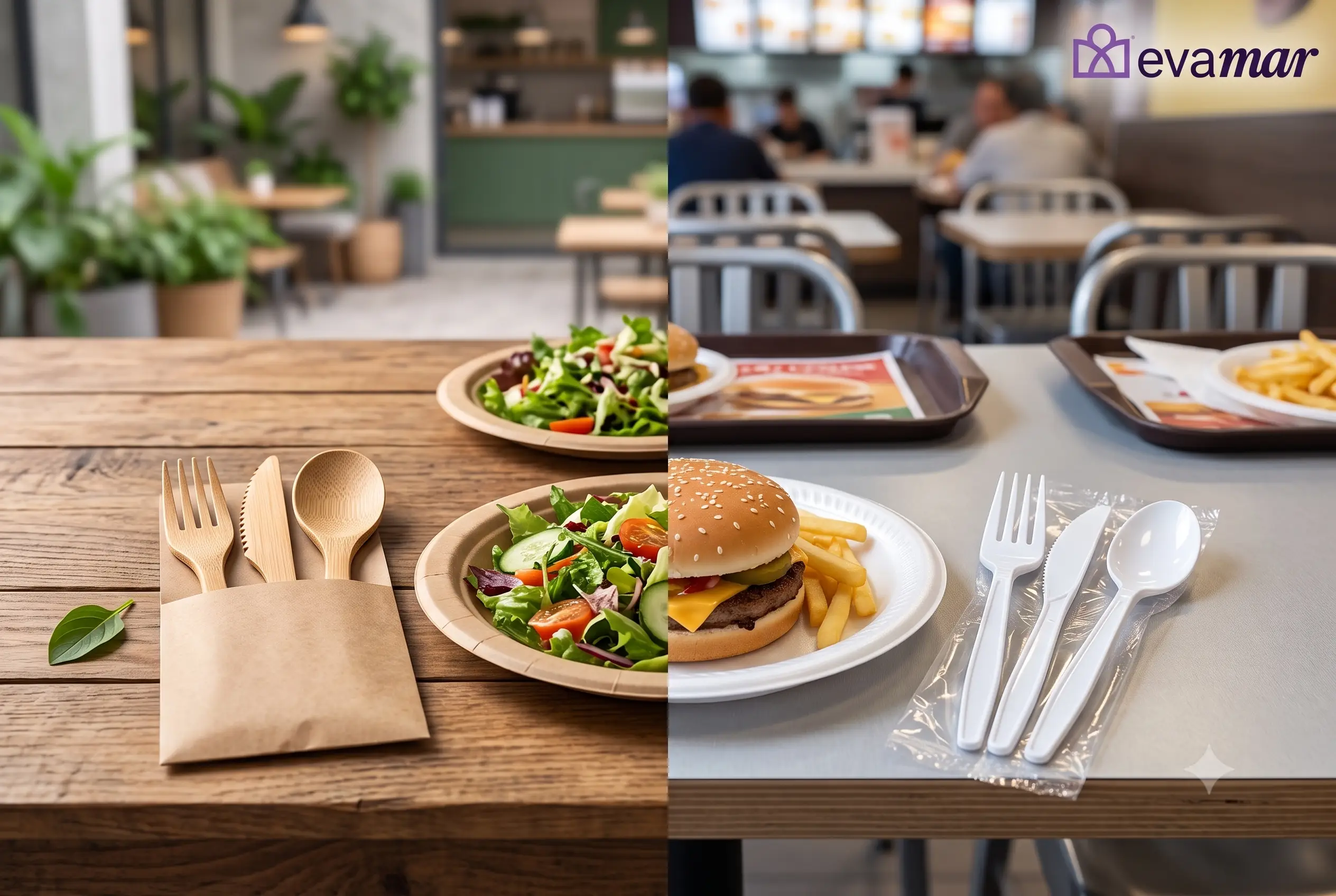 Tacâmuri de unică folosință biodegradabile pentru restaurante și catering